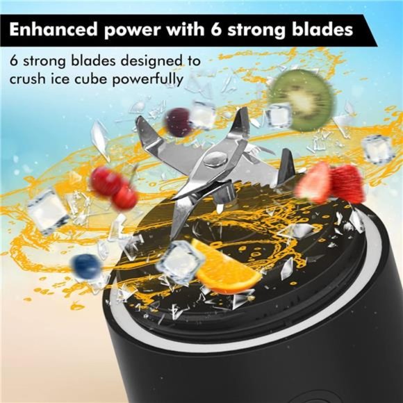 Portable Blender Cordless, Personal Blender w/ 6 Blades, 20 Oz USB Rechargeable - Picture 2 of 6